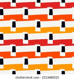 Brush strokes seamless pattern. Freehand horizontal stripes print. Repeated lines background. Simple classic geometric motif. Trendy grunge design. Vector abstract modern wallpaper