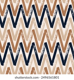 Brush strokes seamless pattern. Freehand horizontal zigzag stripes print. Simple geometric background. Great for textile, fabric, wallpaper, wrapping, scrapbook and packaging