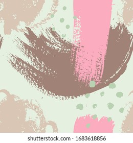 Pincel Trazos sin fisuras. Fondo de color abstracto para imprimir póster, folleto, tarjeta, impresión, textil, tapa. Diseño minimalista de moda en tonos rosa y menta.