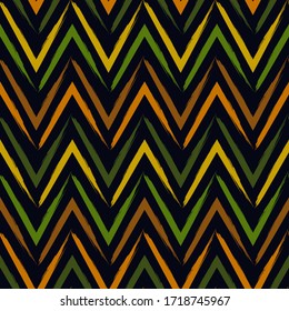 Brush strokes seamless pattern. Horizontal zigzag stripes print. Repeated chevron lines background. Simple classic geometric ornament. Trendy grunge design. Vector abstract modern wallpaper