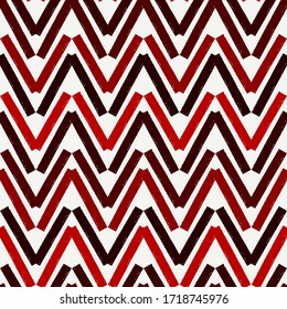 Brush strokes seamless pattern. Horizontal zigzag stripes print. Repeated chevron lines background. Simple classic geometric ornament. Trendy grunge design. Vector abstract modern wallpaper