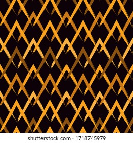 Brush strokes seamless pattern. Horizontal zigzag stripes print. Repeated chevron lines background. Simple classic geometric ornament. Trendy grunge design. Vector abstract modern wallpaper