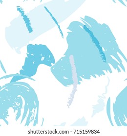 Brush strokes seamless pattern in pastel colors. Vector stylized hand drawn illustration with abstract shapes.