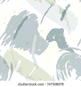 Brush strokes seamless pattern in pastel colors. Vector stylized hand drawn illustration with abstract shapes.