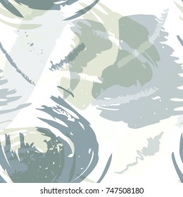 Brush strokes seamless pattern in pastel colors. Vector stylized hand drawn illustration with abstract shapes.