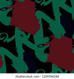Brush Strokes. Seamless Pattern for Print, Textile, Wallpaper. Bright Seamless Ornament in Vintage Colors. Vector Abstract Background. Rapport
