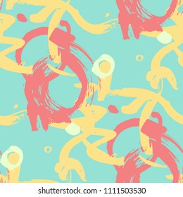 Brush Strokes. Seamless Pattern for Print, Textile, Wallpaper. Bright Seamless Ornament in Trendy Colors. Vector Abstract Background. Rapport