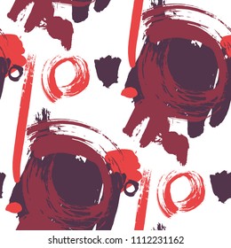 Brush Strokes. Seamless Pattern for Print, Textile, Wallpaper. Colorful Seamless Ornament in Retro Colors. Vector Abstract Background. Rapport