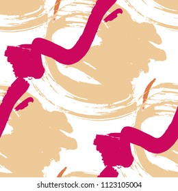 Brush Strokes. Seamless Pattern for Print, Textile, Wallpaper. Colorful Seamless Ornament in Trendy Colors. Vector Abstract Background. Rapport