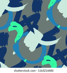 Brush Strokes. Seamless Pattern for Print, Textile, Wallpaper. Colorful Seamless Ornament in Trendy Colors. Vector Abstract Background. Rapport