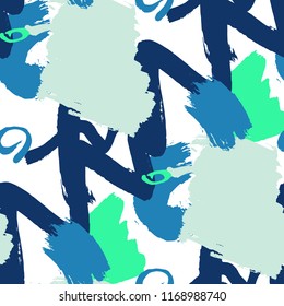 Brush Strokes. Seamless Pattern for Print, Textile, Wallpaper. Colorful Seamless Ornament in Modern Colors. Vector Abstract Background. Rapport