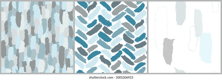 Brush strokes seamless pattern. Set of hand drawn modern backgrounds. Vector eps 10