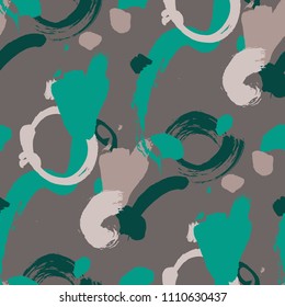 Brush Strokes. Seamless Pattern for Textile, Print, Tablecloth. Colorful Seamless Ornament in Vintage Colors. Vector Abstract Background. Rapport