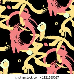 Brush Strokes. Seamless Pattern for Textile, Print, Tablecloth. Colorful Seamless Ornament in Modern Colors. Vector Abstract Background. Rapport