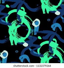 Brush Strokes. Seamless Pattern for Textile, Linen, Chintz. Bright Seamless Ornament in Vintage Colors. Vector Abstract Background. Rapport
