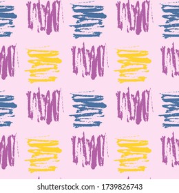 Brush strokes seamless pattern in trendy colours.  Artistic, modern, creative, fashion design. Fashion illustration endless background design.