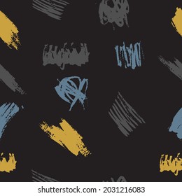 Brush strokes seamless pattern in trendy colours. Pattern texture pastel stroke.  For print, digital paper, textile, fabric, hand drawn dry ink grunge textures. Colorful brush stroke line.