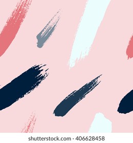 Brush strokes seamless pattern in trendy colors. Artistic, modern, creative, fashion design. For print, digital paper, textile, fabric, hand drawn dry ink grunge textured beautiful brushstrokes.