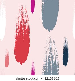 Brush strokes seamless pattern in trendy colors. Artistic, modern, creative, fashion design. For print, digital paper, textile, fabric, hand drawn dry ink grunge textured beautiful brushstrokes.