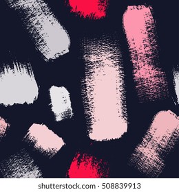 Brush strokes seamless pattern in trendy colours. Artistic, modern, creative, fashion design. For print, digital paper, textile, fabric, hand drawn dry ink grunge textures.