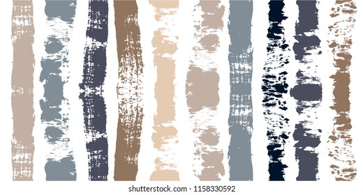 brush strokes Seamless pattern. vector striped graphic background. grunge stripe, male paintbrush line. funky texture lines backdrop. Autumn Colors Brown, Grey, White, Ocher, black, orange ink Stripes