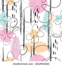 Brush strokes seamless patterns in trendy colors. Artistic, modern, creative, fashionable design. For printing, digital paper, textile, fabric, handmade dry ink grunge textured beautiful brush strokes