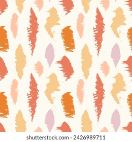 Аbstract brush strokes seamless in peach, orange and rose on sugar color background. All-over print for fashion and home décor graphics, wrapping, covering, website design or landing web page
