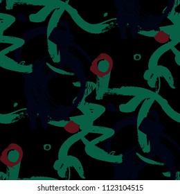 Brush Strokes. Seamless Texture for Cloth, Linen, Chintz. Bright Seamless Ornament in Vintage Colors. Vector Abstract Background. Rapport