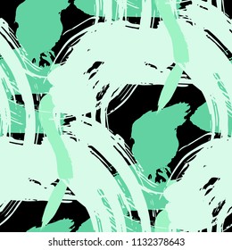 Brush Strokes. Seamless Texture for Cloth, Linen, Chintz. Bright Seamless Ornament in Vintage Colors. Vector Abstract Background. Rapport