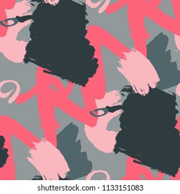Brush Strokes. Seamless Texture for Cloth, Textile, Wallpaper. Bright Seamless Ornament in Modern Colors. Vector Abstract Background. Rapport