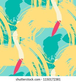 Brush Strokes. Seamless Texture for Cloth, Textile, Wallpaper. Colorful Seamless Ornament in Vintage Colors. Vector Abstract Background. Rapport