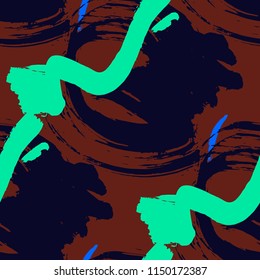Brush Strokes. Seamless Texture for Cloth, Textile, Wallpaper. Colorful Seamless Ornament in Modern Colors. Vector Abstract Background. Rapport