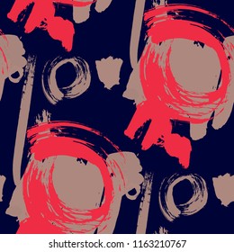 Brush Strokes. Seamless Texture for Cloth, Textile, Wallpaper. Colorful Seamless Ornament in Retro Colors. Vector Abstract Background. Rapport