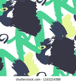 Brush Strokes. Seamless Texture for Cloth, Textile, Wallpaper. Bright Seamless Ornament in Trendy Colors. Vector Abstract Background. Rapport