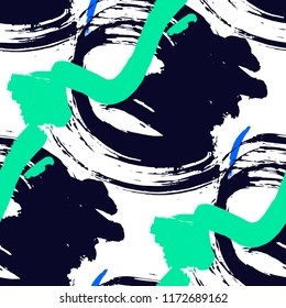 Brush Strokes. Seamless Texture for Cloth, Textile, Wallpaper. Bright Seamless Ornament in Trendy Colors. Vector Abstract Background. Rapport