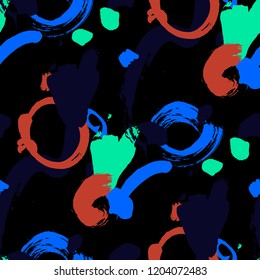 Brush Strokes. Seamless Texture for Cloth, Linen, Chintz. Colorful Seamless Ornament in Modern Colors. Vector Abstract Background. Rapport