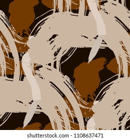 Brush Strokes. Seamless Texture for Curtain, Print, Tablecloth. Bright Seamless Ornament in Modern Colors. Vector Abstract Background. Rapport