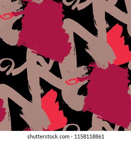 Brush Strokes. Seamless Texture for Curtain, Print, Tablecloth. Bright Seamless Ornament in Trendy Colors. Vector Abstract Background. Rapport