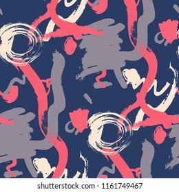 Brush Strokes. Seamless Texture for Curtain, Print, Tablecloth. Bright Seamless Ornament in Trendy Colors. Vector Abstract Background. Rapport