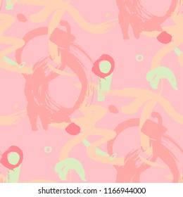 Brush Strokes. Seamless Texture for Curtain, Print, Tablecloth. Colorful Seamless Ornament in Modern Colors. Vector Abstract Background. Rapport