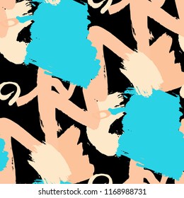 Brush Strokes. Seamless Texture for Curtain, Print, Tablecloth. Bright Seamless Ornament in Retro Colors. Vector Abstract Background. Rapport