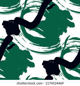 Brush Strokes. Seamless Texture for Curtain, Print, Tablecloth. Bright Seamless Ornament in Trendy Colors. Vector Abstract Background. Rapport