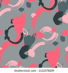 Brush Strokes. Seamless Texture for Print, Textile, Wallpaper. Bright Seamless Ornament in Trendy Colors. Vector Abstract Background. Rapport