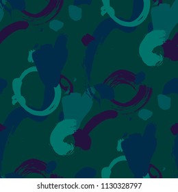 Brush Strokes. Seamless Texture for Print, Textile, Wallpaper. Colorful Seamless Ornament in Retro Colors. Vector Abstract Background. Rapport