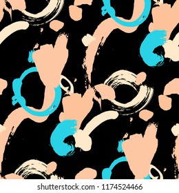 Brush Strokes. Seamless Texture for Print, Textile, Wallpaper. Bright Seamless Ornament in Vintage Colors. Vector Abstract Background. Rapport