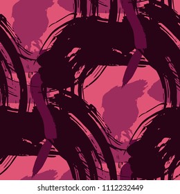 Brush Strokes. Seamless Texture for Textile, Print, Tablecloth. Bright Seamless Ornament in Modern Colors. Vector Abstract Background. Rapport