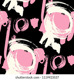 Brush Strokes. Seamless Texture for Textile, Print, Tablecloth. Bright Seamless Ornament in Trendy Colors. Vector Abstract Background. Rapport