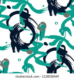 Brush Strokes. Seamless Texture for Textile, Print, Chintz. Bright Seamless Ornament in Retro Colors. Vector Abstract Background. Rapport