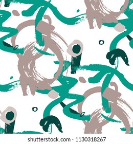 Brush Strokes. Seamless Texture for Textile, Print, Chintz. Colorful Seamless Ornament in Retro Colors. Vector Abstract Background. Rapport