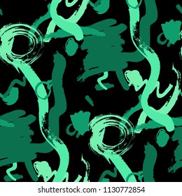 Brush Strokes. Seamless Texture for Textile, Print, Chintz. Colorful Seamless Ornament in Trendy Colors. Vector Abstract Background. Rapport